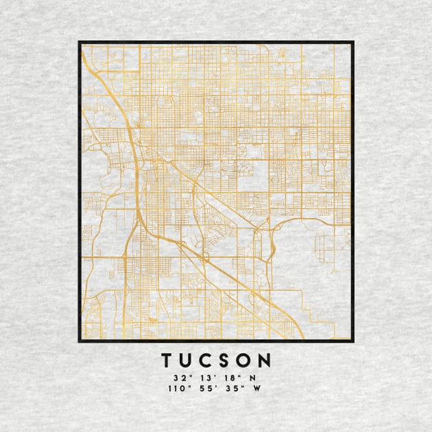 TUCSON ARIZONA CITY STREET MAP ART by deificusArt